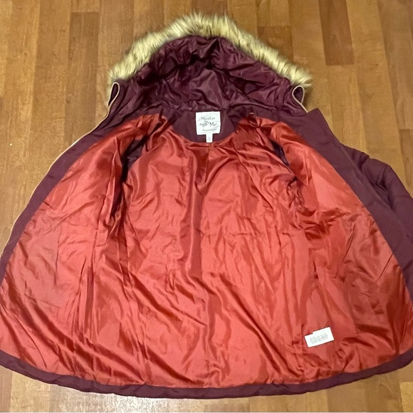 Maralyn & Me Red and Brown Puffer Jacket with Detachable Hood - Picture 4 of 13
